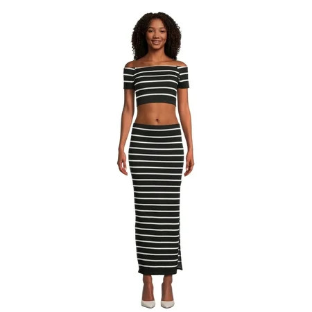 No Boundaries Juniors’ Off the Shoulder Top and Skirt Set 2-Piece Sizes S-XL | Walmart (US)