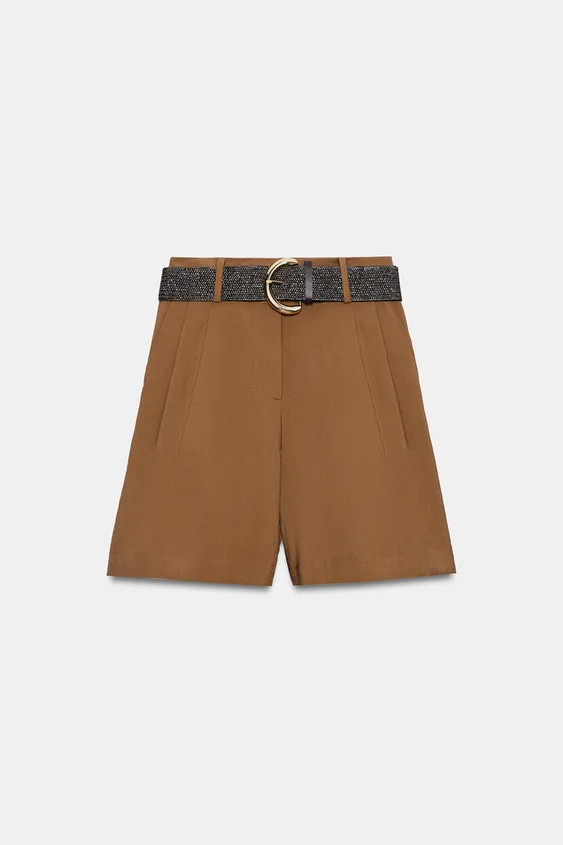 BELTED DARTED BERMUDA SHORTS | Zara US