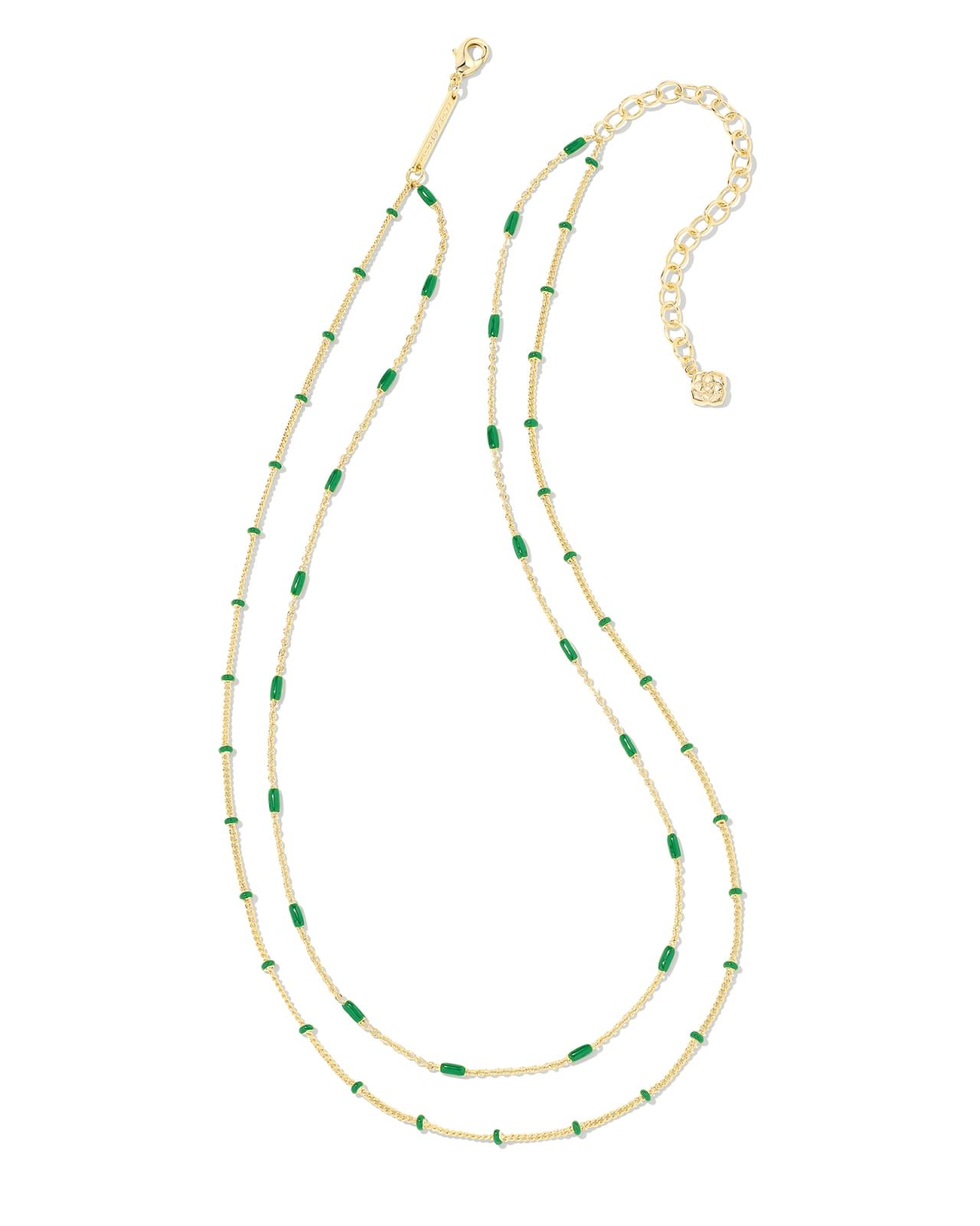 Dottie Gold Multi Strand Necklace in Emerald | Kendra Scott