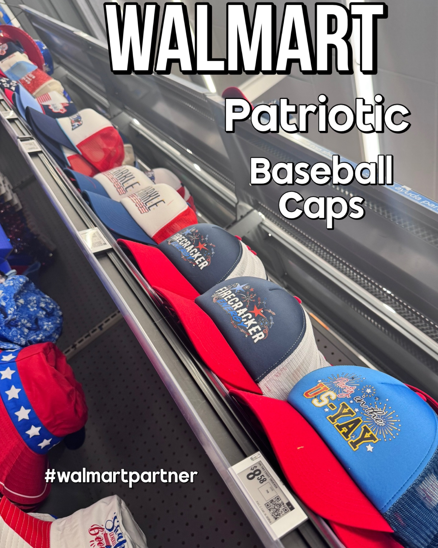 Walmart patriotic caps and headbands!  Headbands not online so I linked some other hair accessories. Check your local Walmart!