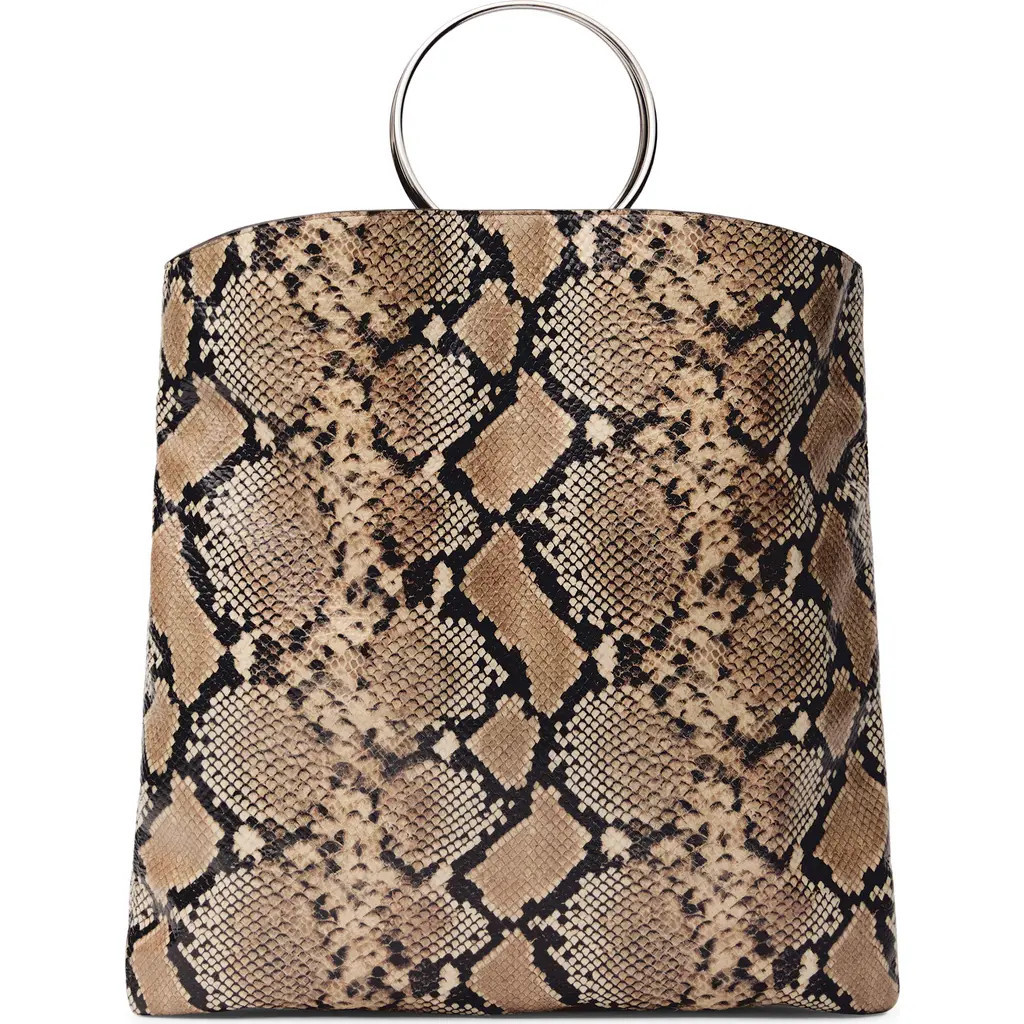 MANGO Snakeskin Embossed Leather Tote in Beige at Nordstrom | Nordstrom
