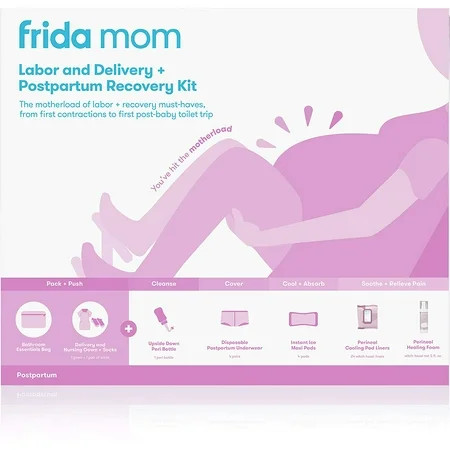 Frida Mom Hospital Packing Kit for Labor, Delivery, Postpartum Nursing Gown, Socks, Peri Bottle, Dis | Walmart (US)