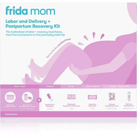 Frida Mom Hospital Packing Kit for Labor Delivery Postpartum | Nursing Gown Socks Peri Bottle Dispos | Walmart (US)