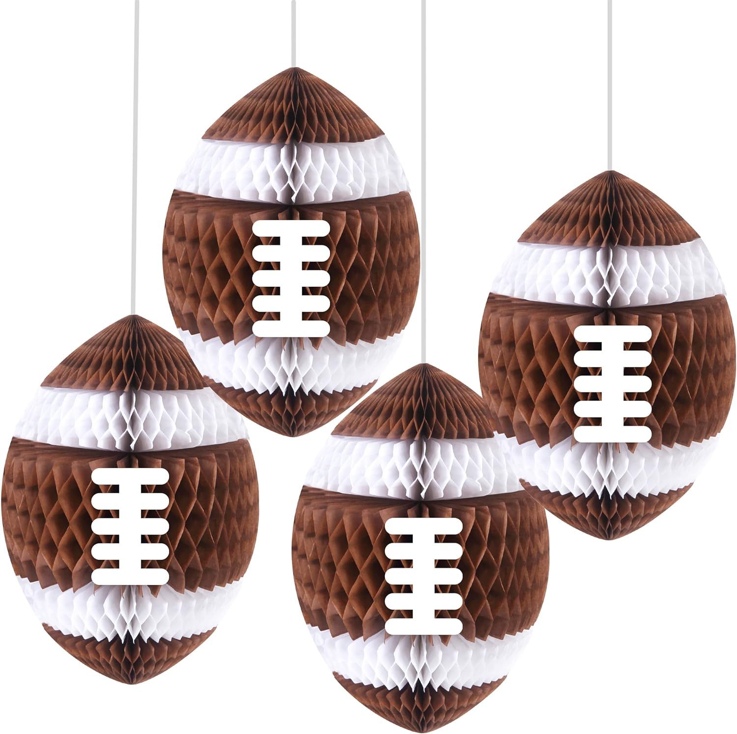 4Pcs Football Party Honeycomb Hanging Decorations 3D Football Honeycombs Tissue Paper Pom Poms fo... | Amazon (US)