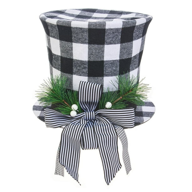 Holiday Time Christmas Black and White Plaid Top Hat Christmas Tree Topper - Walmart.com | Walmart (US)