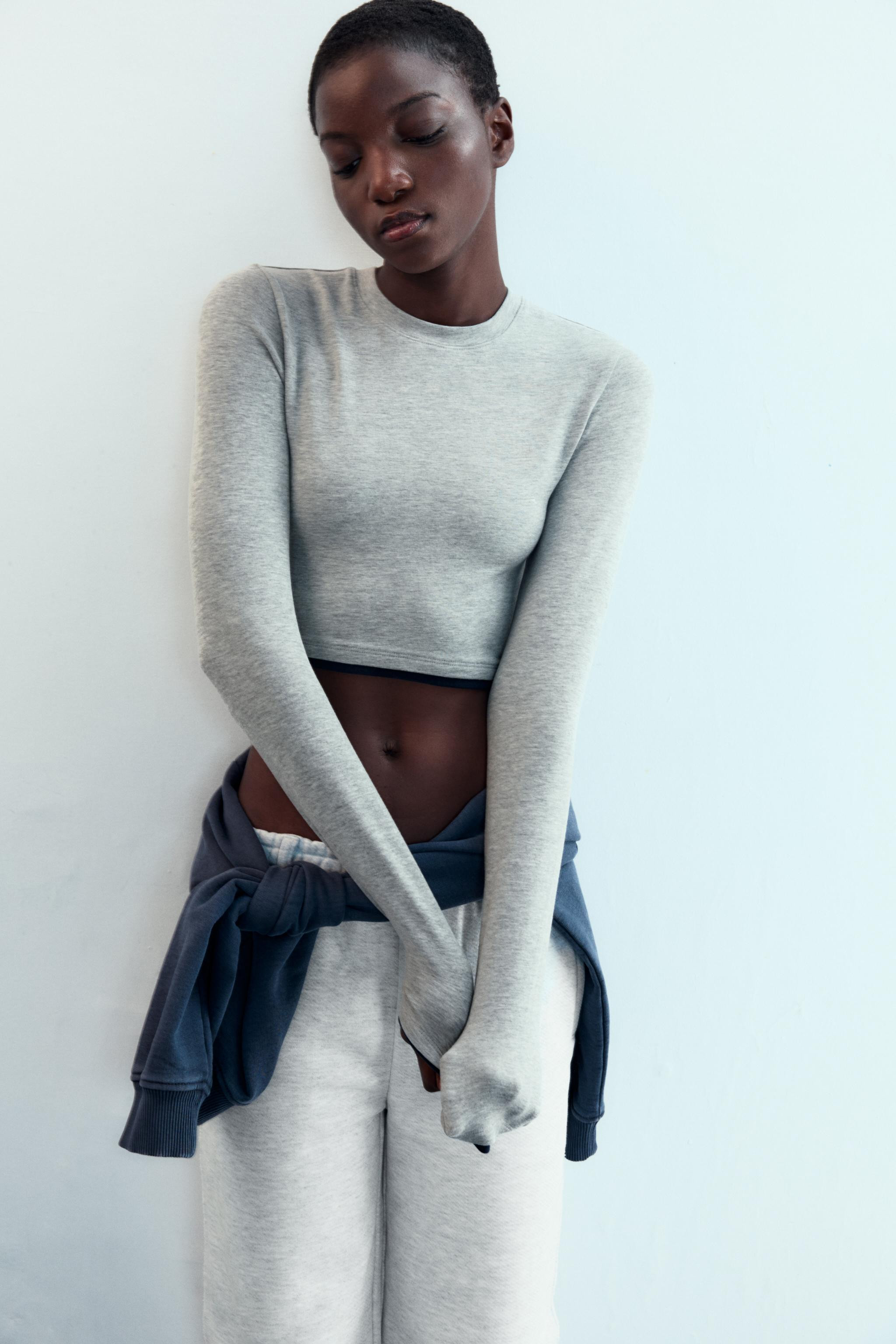 CROPPED DOUBLE EFFECT T-SHIRT | Zara US