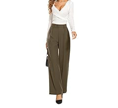 FUNYYZO Wide Leg Pants High Elastic Waisted in The Back Business Work Trousers Long Straight Suit Dr | Amazon (US)
