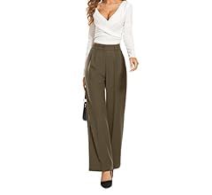 FUNYYZO Wide Leg Pants High Elastic Waisted in The Back Business Work Trousers Long Straight Suit Dr | Amazon (US)