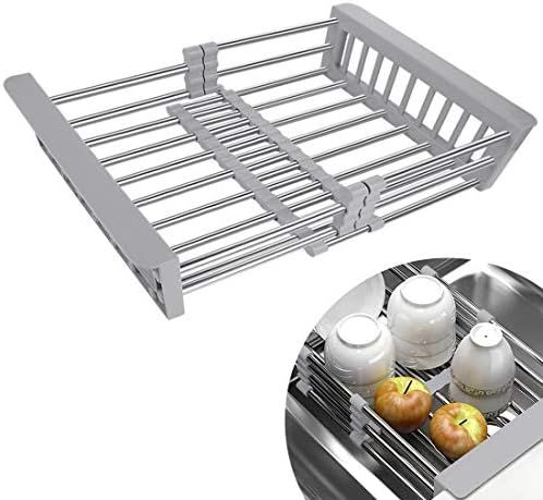 Amazon.com: Expandable Dish Drying Rack Over The Sink, Stainless Steel Drainer Basket with Adjustabl | Amazon (US)