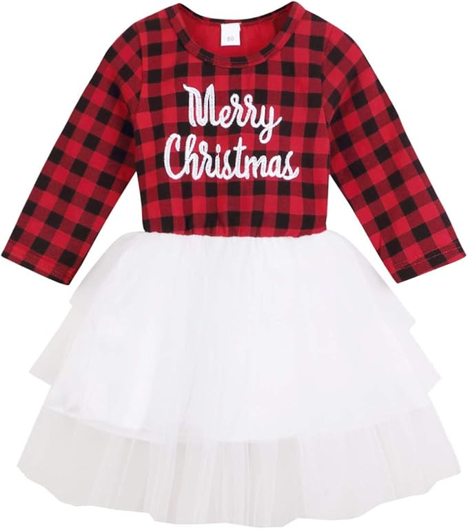 Infant Toddler Baby Girls Halloween Dress Plaid Tulle Lace Tutu Princess Party Dresses Xmas Outfi... | Amazon (US)