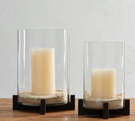 Brooks Cross Bar Hurricane Candle Holder | Pottery Barn (US)