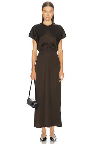 Toteme Slouch Waist Dress in Brown | FWRD 