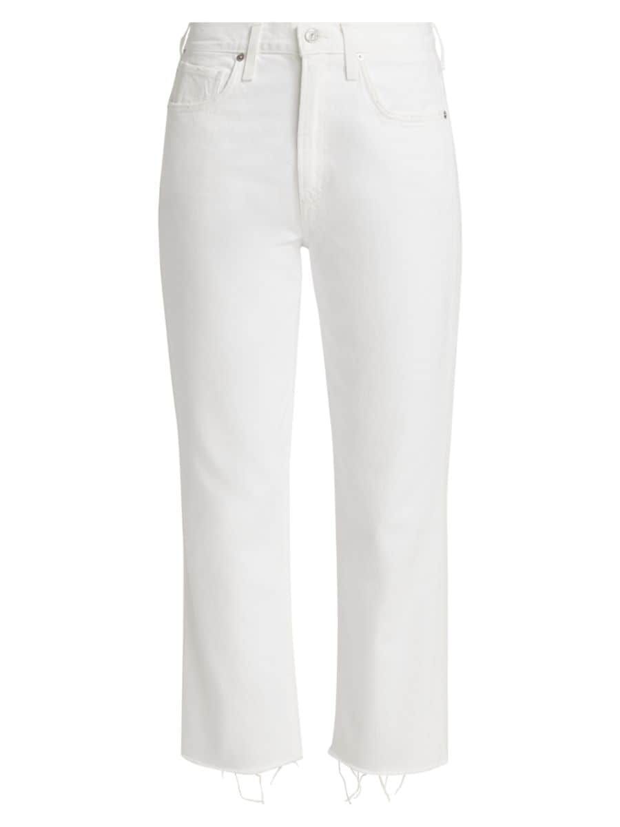 Citizens of Humanity Daphne High-Rise Frayed Crop Jeans | Saks Fifth Avenue