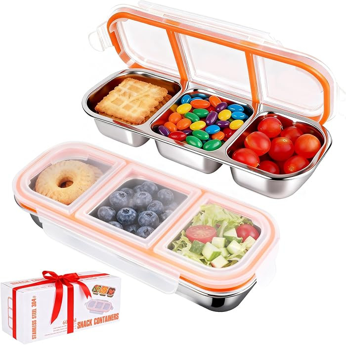 2 Pack 304 Stainless Steel Snack Containers | Amazon (US)