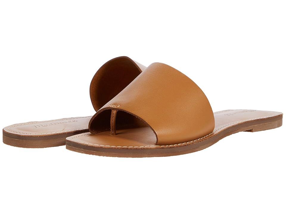 Madewell The Boardwalk Post Slide Sandal in Leather (Desert Camel) Women's Shoes | Zappos