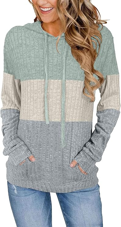 Bosmeer Hoodies for Women Casual Long Sleeve Drawstring Loose Fit Pullover Sweaters Tops for Wome... | Amazon (US)