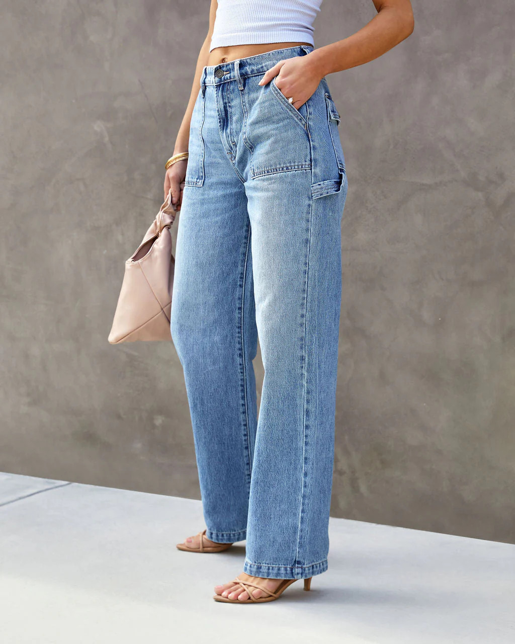 Laurent High Waisted Carpenter Wide Leg Jeans | VICI