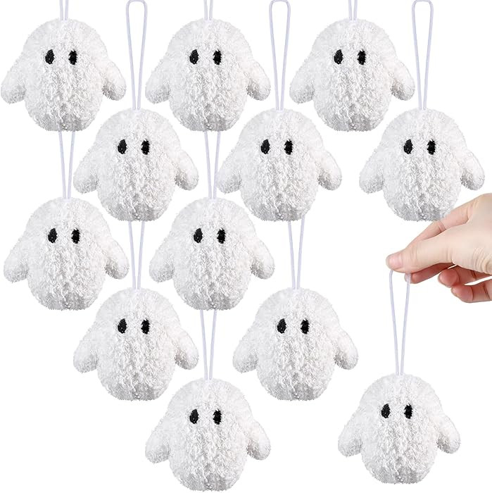 12PCS Halloween Ghost Hanging Ornaments,3.3in Small Ghost Ornaments,Plush Halloween Tree Decorati... | Amazon (US)