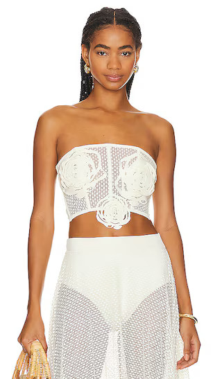 Jardin De Las Rosas Crop Top in Ivory | Revolve Clothing (Global)