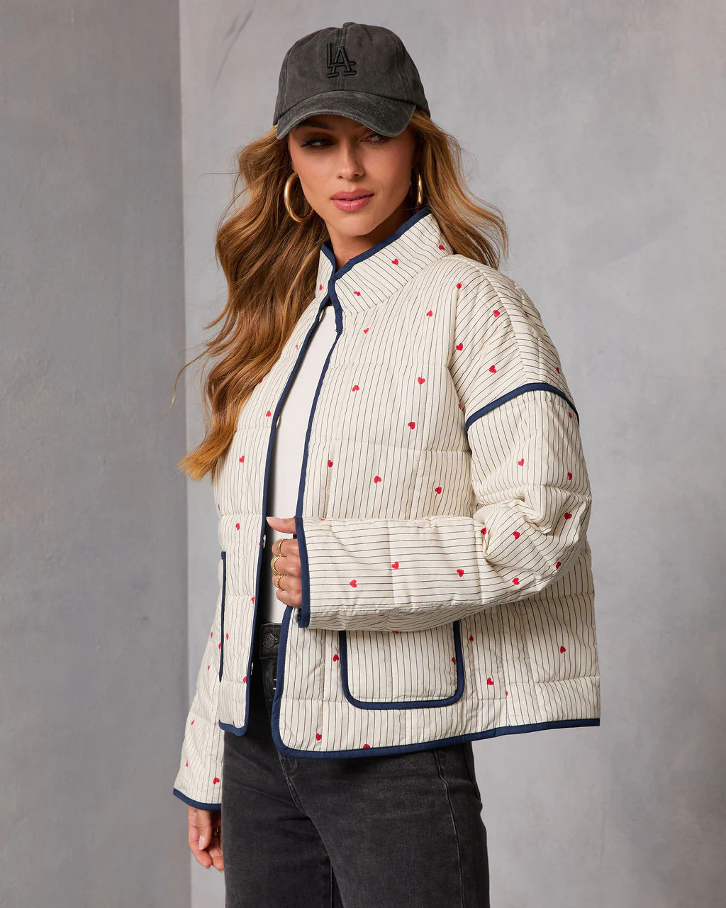 Warm Hearts Quilted Heart Print Jacket | VICI