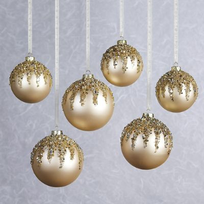 Crystal Beaded Cascade Ornaments, Set of Six | Frontgate