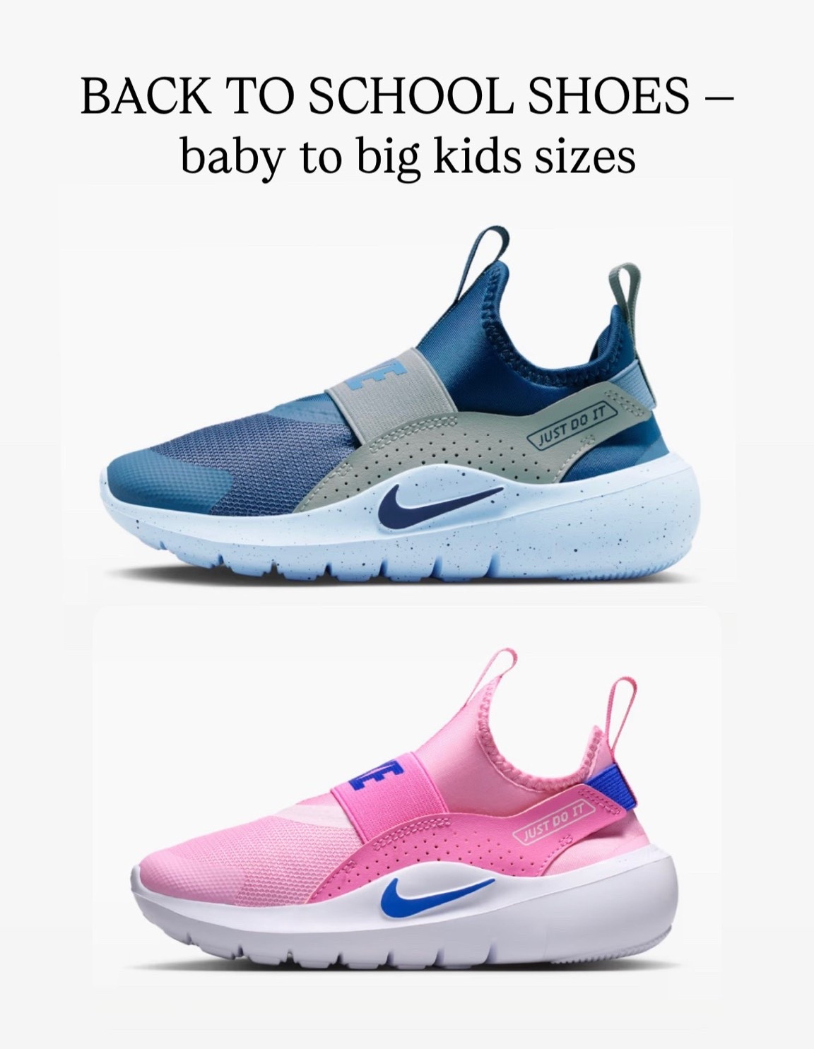 These Nike tennis shoes come in a ton of colors and I’ve had several moms give their stamp of approval! 

Baby toddler sizes all the way up to big kid, currently on sale under $40

Back to school kids shoes

#LTKKids #LTKSaleAlert