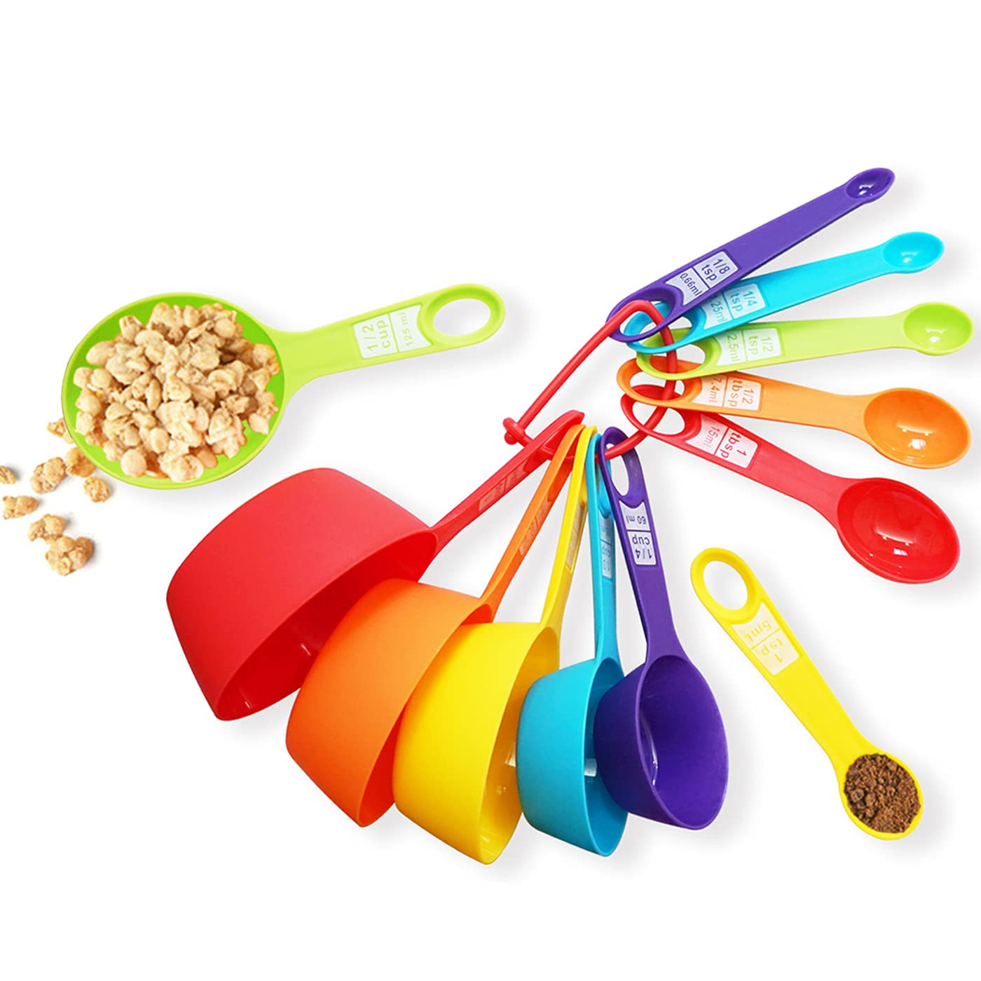 12 Piece Measuring Cups and Spoons Set, Colored Kitchen Measure Tools, Durable Nesting Cups and S... | Amazon (US)