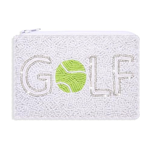 Golf Coin Purse Beaded Coin Purse Pouch for Women Sport Coin Bag Handmade Change Purse Holder Wallet with Zipper Game Day Outfits Accessories Party Gifts (Golf) | Amazon (US)
