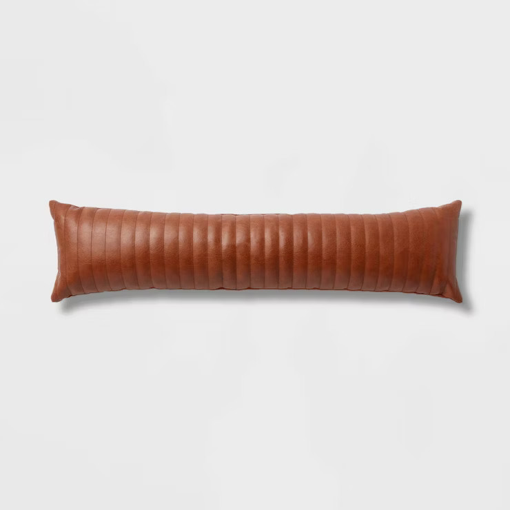 Lumbar Faux Leather Channel Stitch Decorative Throw Pillow - Threshold™ | Target