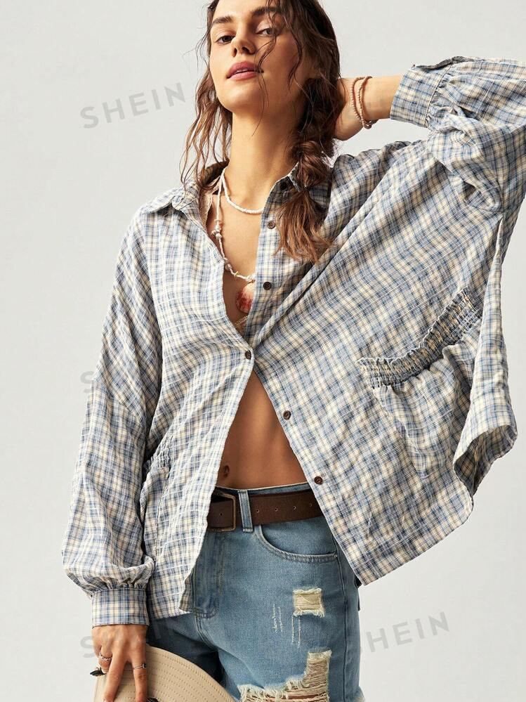Bohemela Women's Vacation Plaid Pattern Casual Shirt | SHEIN