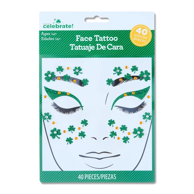 Temporary Face Tattoos, 40 Pieces, St. Patrick's Day by Way To Celebrate | Walmart (US)