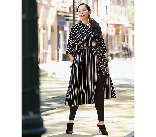 Girl With Curves Dolman Midi Dress with Self Belt - QVC.com | QVC