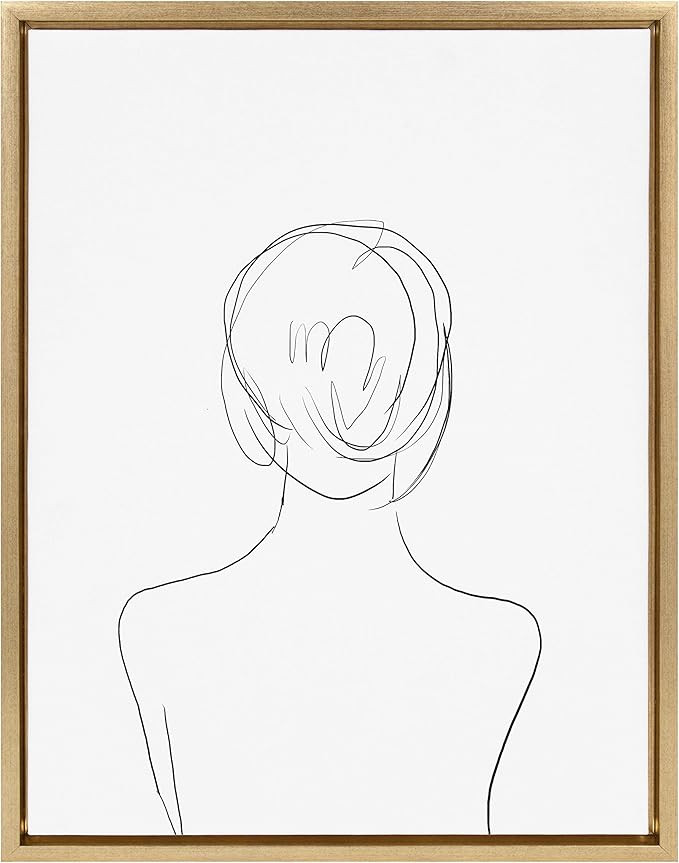Kate and Laurel Sylvie Minimalist Woman Framed Canvas Wall Art by Teju Reval, 18x24 Gold | Amazon (US)