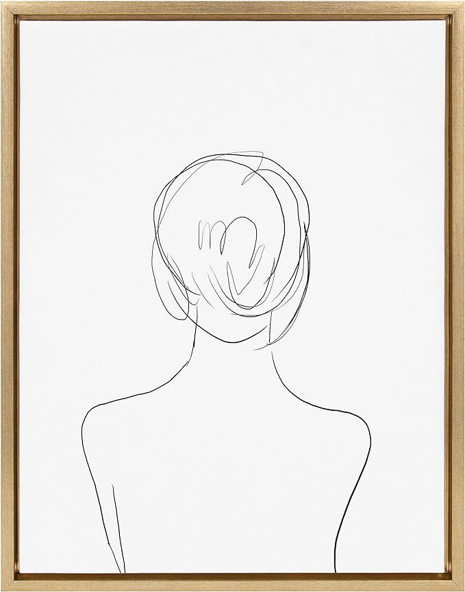 Kate and Laurel Sylvie Minimalist Woman Framed Canvas Wall Art by Teju Reval, 18x24 Gold | Amazon (US)