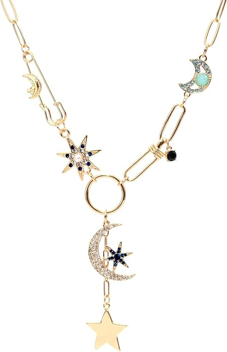 ORIGENCE Sun Heart Necklace for Women 18K Gold Plated Heart Pendant Necklace Chunky Chain Choker ... | Amazon (US)