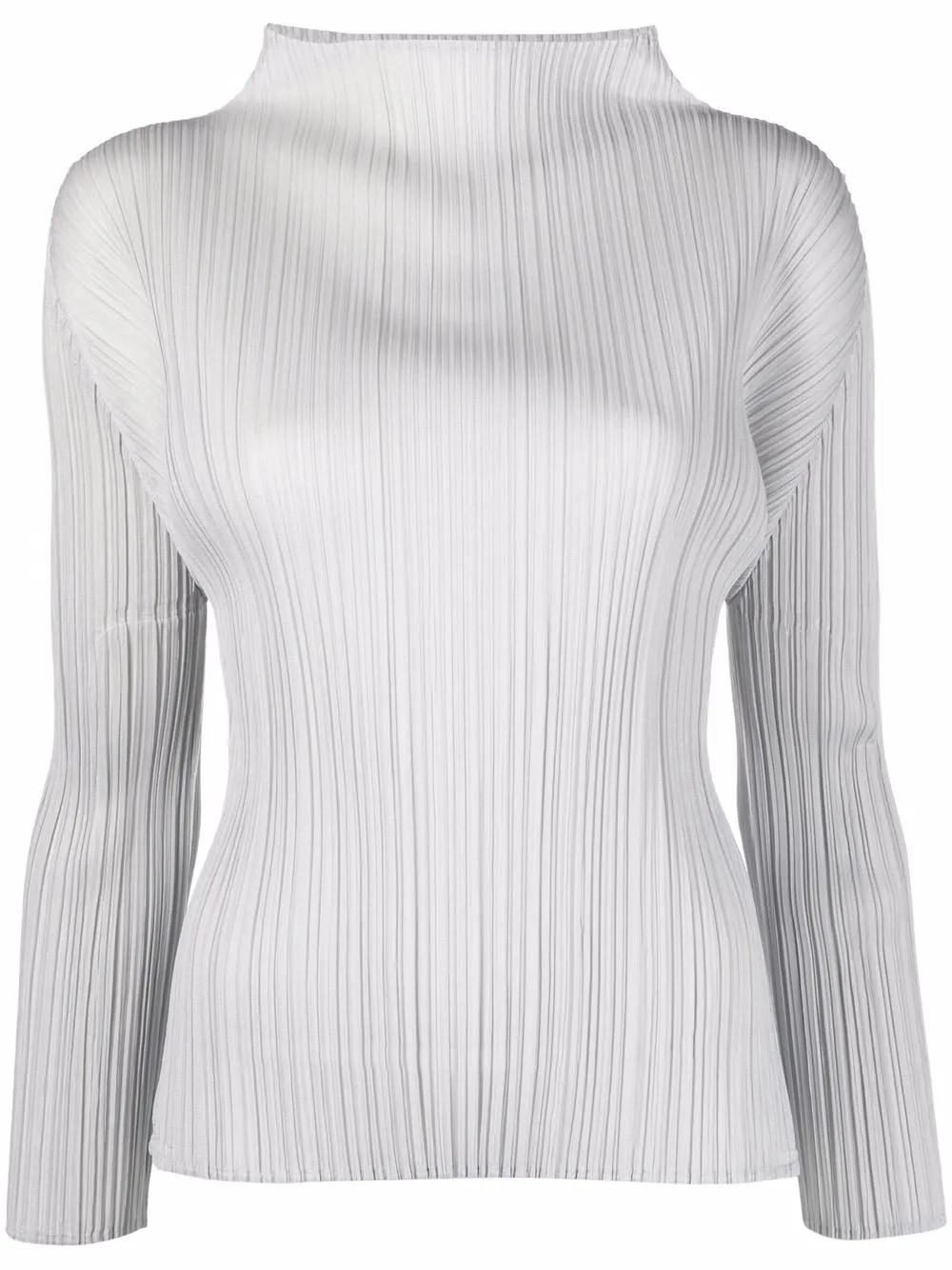 Pleats Please Issey Miyake plissé-detail Mock Neck Top | Grey | FARFETCH | Farfetch Global