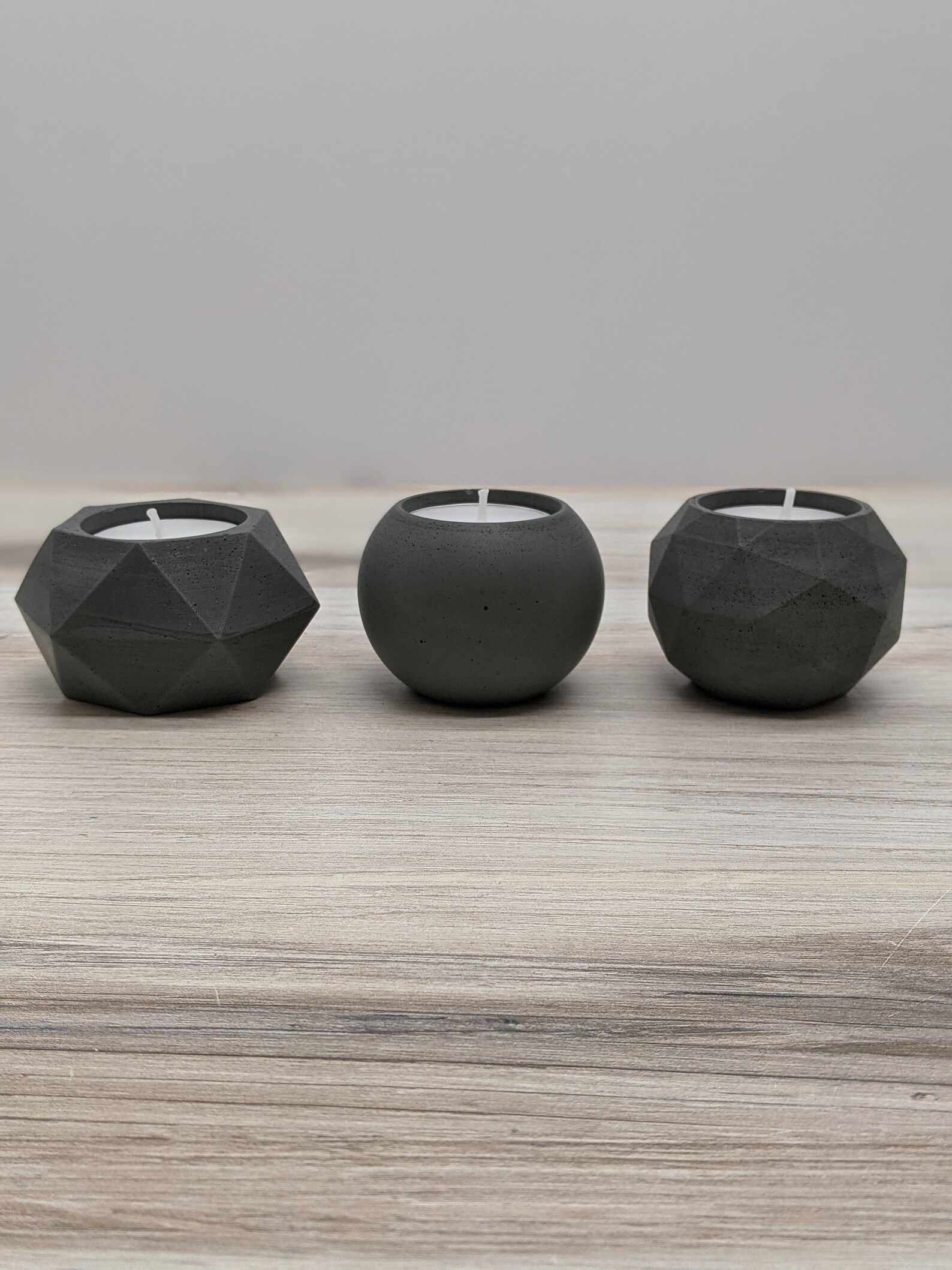 Concrete Tealight Candle Holder Set of 3. Geometric Candle | Etsy | Etsy (US)