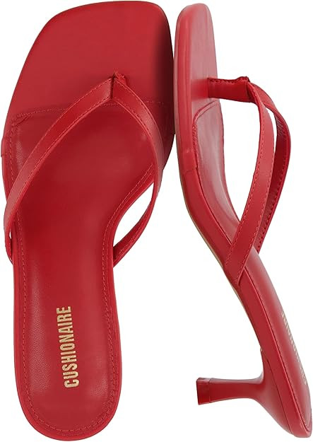CUSHIONAIRE Miami Kitten Heels for Women, Thong Flip Flop Heeled Sandals with Memory Foam, Slip O... | Amazon (US)