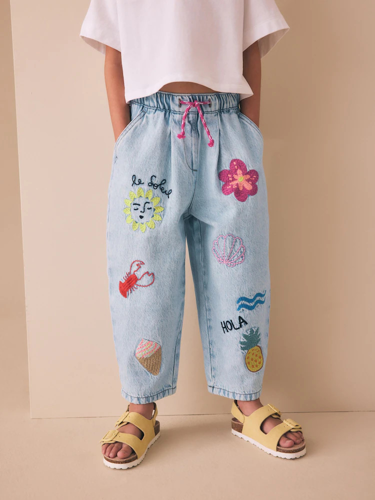 Fruit Embroidery Barrel Leg Jeans (3-16yrs) | Next US