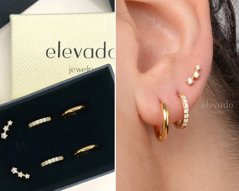 Huggie Hoop Earring Gift Set Earring Set Gift Ready Gift for Her Gift for Mom Christmas Gift Gift... | Etsy (US)