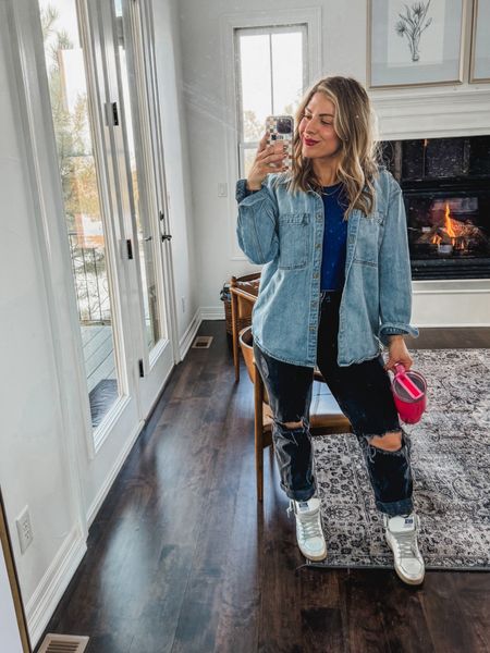 Causal mom for for errand running. Love an oversized jean jacket, bodysuit and sneakers 
M in tops
29S in jeans 

#LTKSeasonal #LTKfindsunder100 #LTKfitness