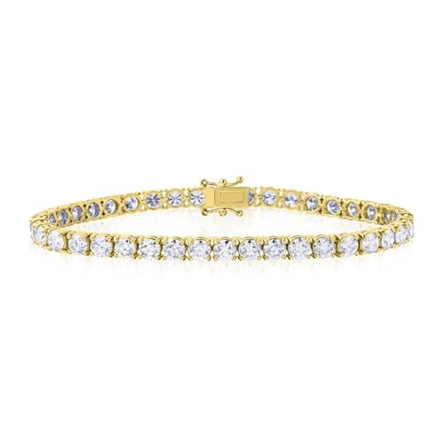 The Diamond Channel CERTIFIED 14 Karat Solid Gold LAB GROWN Diamond Tennis Bracelet. Push Safety ... | Amazon (US)