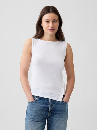 Modern Ribbed Asymmetrical Button-Side Top | Gap Factory