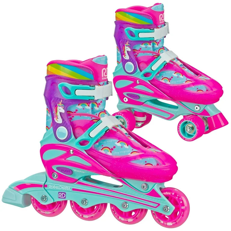 Roller Derby Sprinter Girl's 2-in-1 Quad Roller and Inline Skates Combo, Unicorn, Small (Size 12-... | Walmart (US)