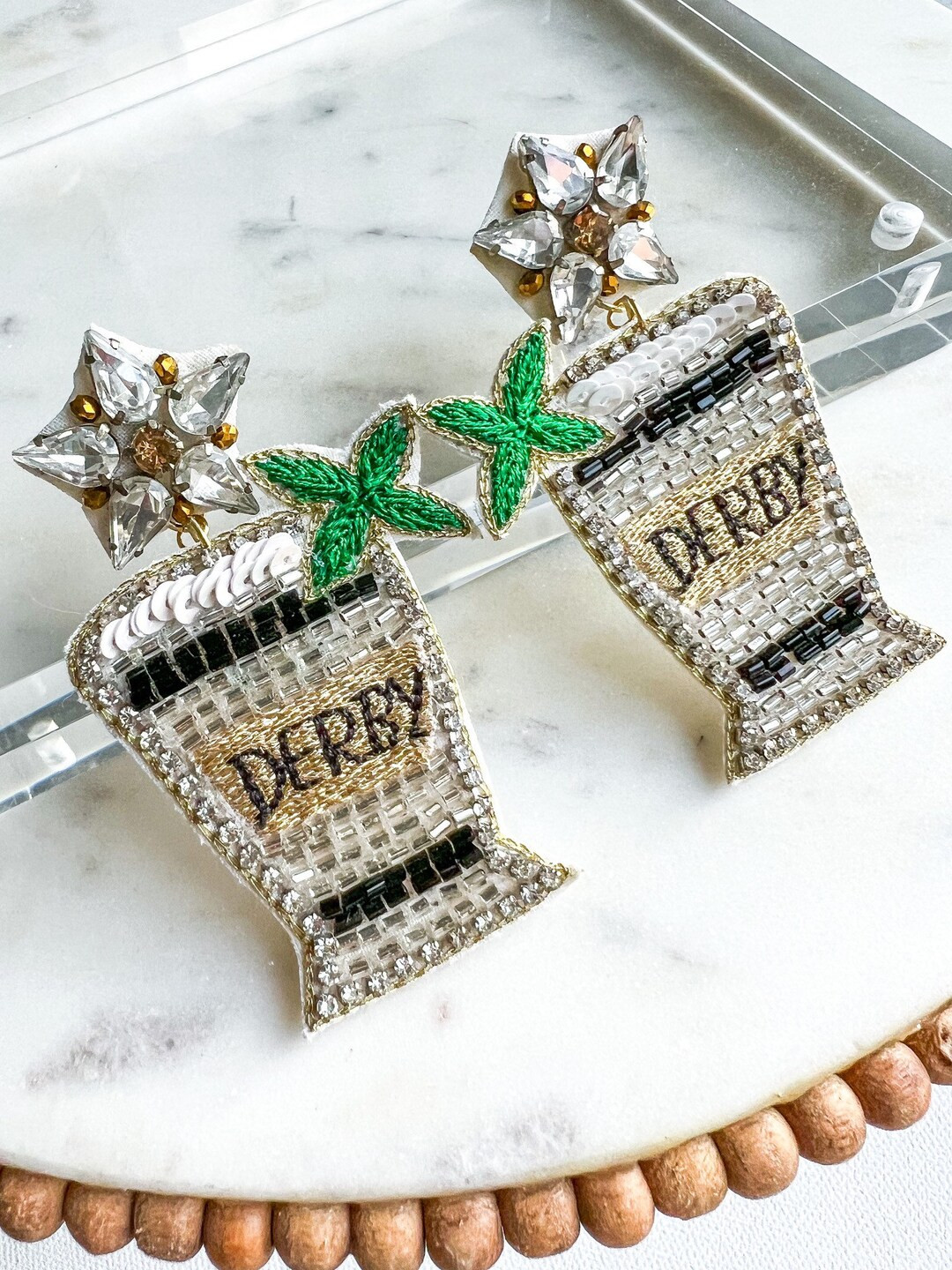 Kentucky Derby Mint Julep Cup Earrings Beaded | Etsy (US)
