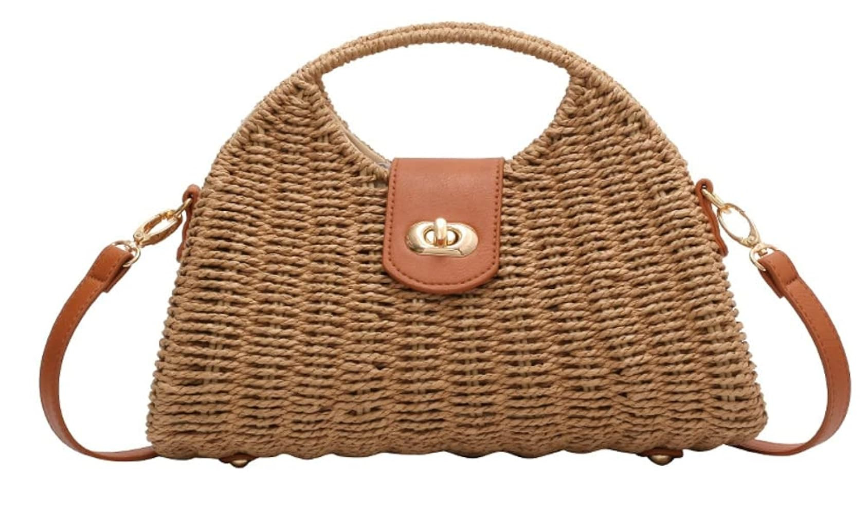 Women's Handwoven Straw Crossbody Tote Bag - Rattan Top Handle Shoulder Handbag for Summer Beach ... | Amazon (US)