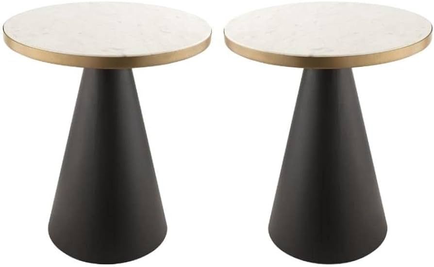 Home Square Richard 18.5" H Marble Side Table in White & Black - Set of 2 | Amazon (US)