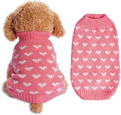 Dxhycc Dog Knitted Sweater Dog Heart Sweater Puppy Sweater Warm Soft Pet Holiday Clothes for Larg... | Amazon (US)