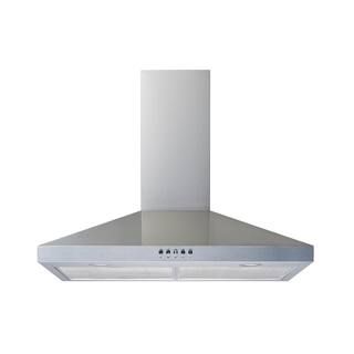 Winflo 30 in. Convertible Wall Mount Range Hood in Stainless Steel with Mesh Filters and Push But... | The Home Depot