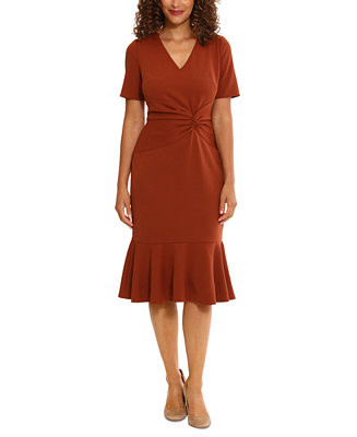 Women's Twisted Flounce-Hem Midi Dress | Macy's